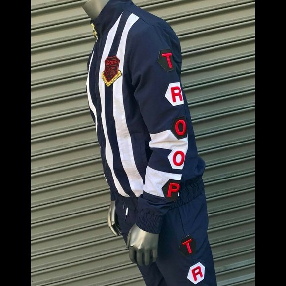 Men's Troop Navy White Windbreaker Tracksuit - Picture 6 of 6